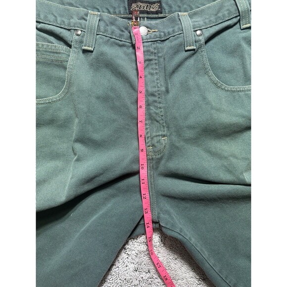 Vintage 90s Streetwear Mens 38 Faded Baggy Loose Denim Short Green Skater Grunge - Picture 6 of 14